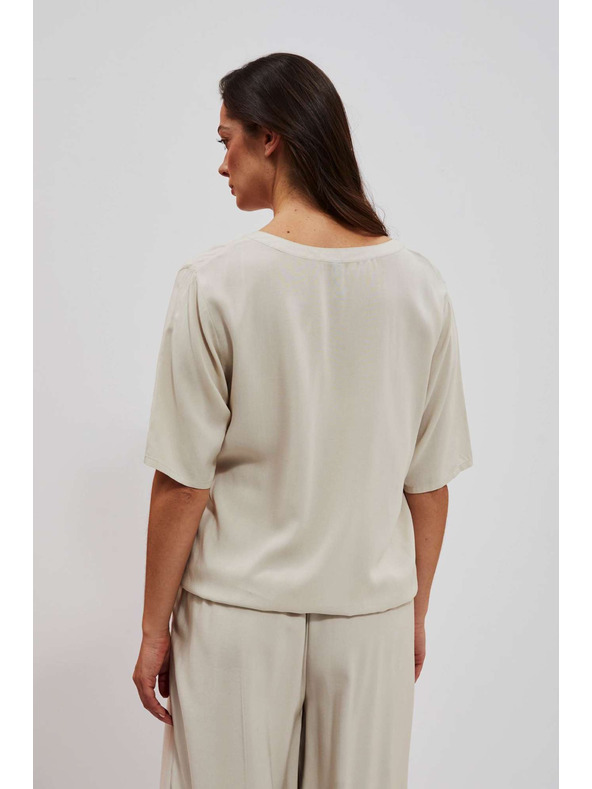 Moodo Pijesak smeđa košulja Moodo sa vezivanjem u struku i V-izrezom