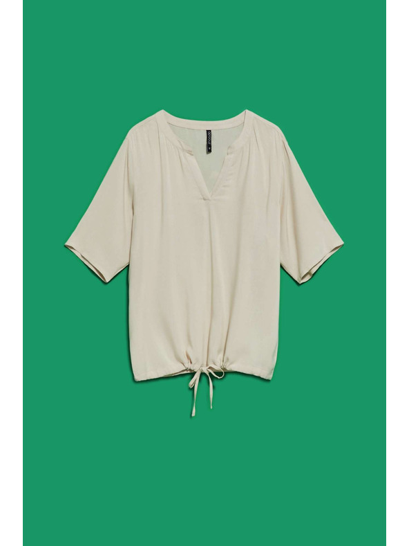 Moodo Pijesak smeđa košulja Moodo sa vezivanjem u struku i V-izrezom