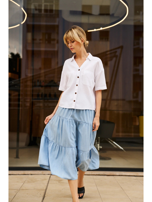 Moodo Viskozno-lanena košulja bijela Moodo