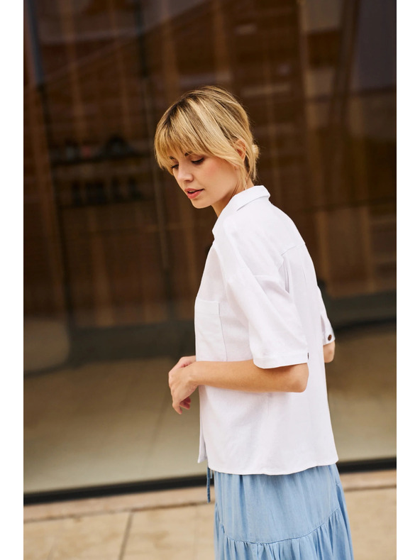 Moodo Viskozno-lanena košulja bijela Moodo