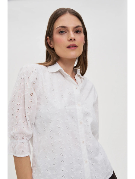 Moodo Bijela pamučna bluza napuhanih rukava Moodo