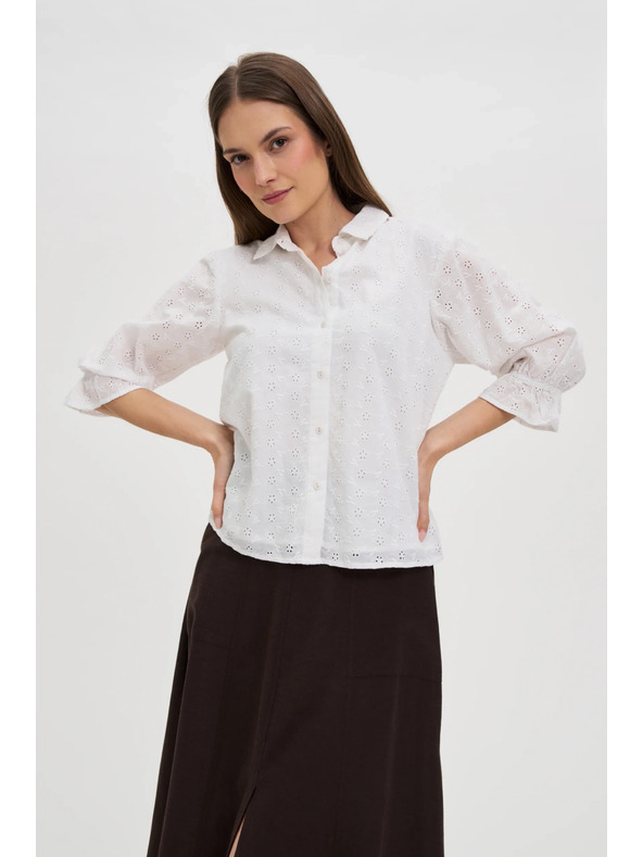 Moodo Bijela pamučna bluza napuhanih rukava Moodo