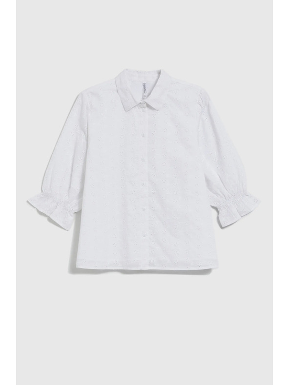 Moodo Bijela pamučna bluza napuhanih rukava Moodo