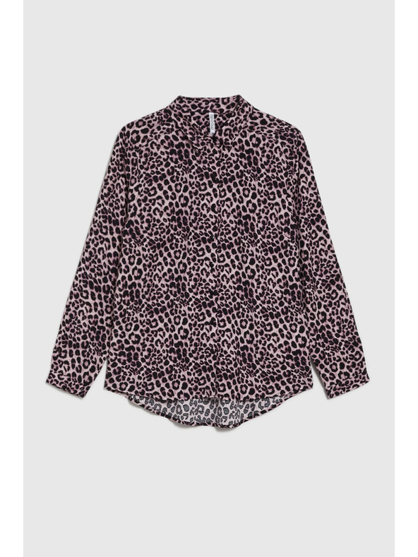 Moodo Ružičasta viskozna košulja s leopard uzorkom Moodo