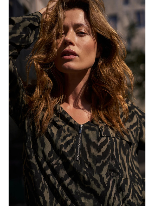 Moodo Maslinasta viskozna košulja Moodo