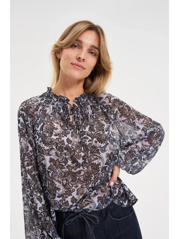 Moodo Plava košulja Moodo s vezanim dekolteom