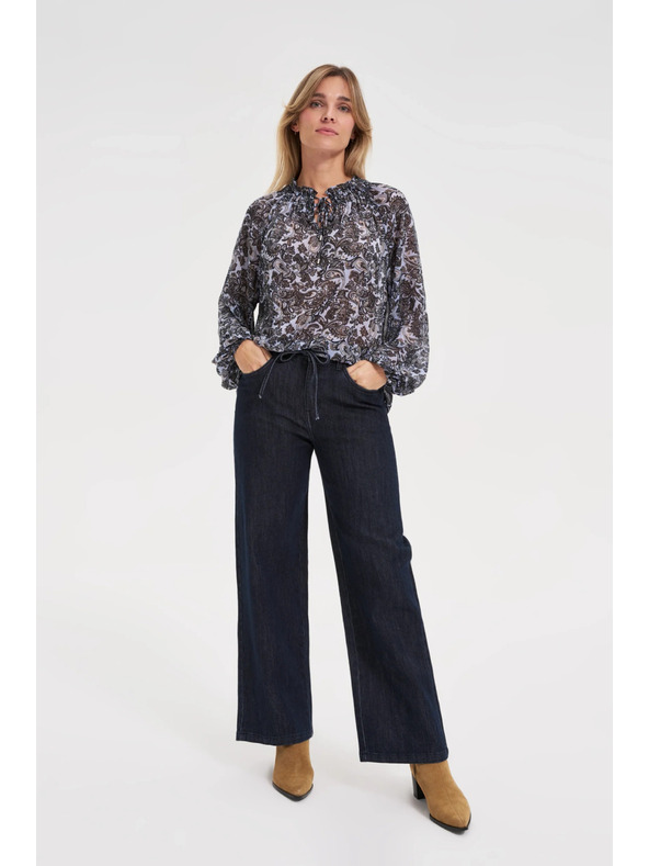 Moodo Plava košulja Moodo s vezanim dekolteom