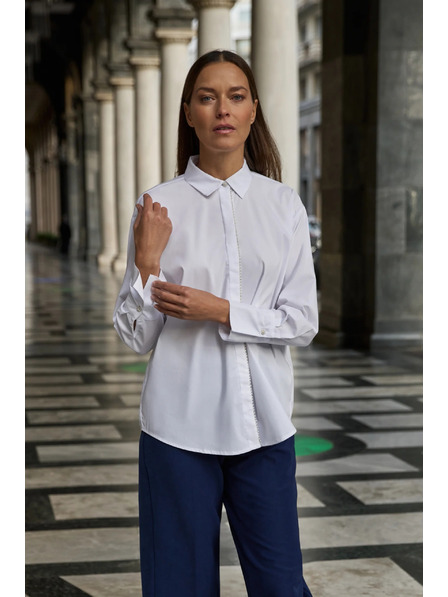 Moodo Bijela košulja ukrašena perlicama Moodo