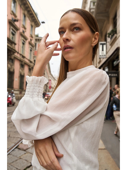 Moodo Bijela košulja s naboranim rukavima Moodo