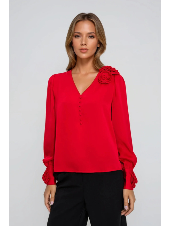 Moodo Crvena bluza s ružama Moodo