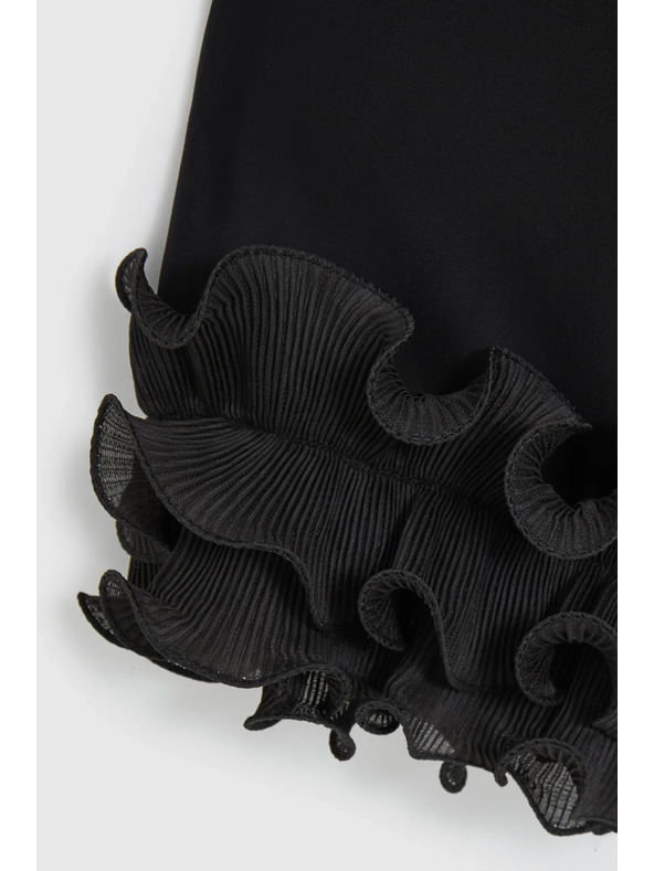 Moodo Crna košulja s volanima na rukavima Moodo