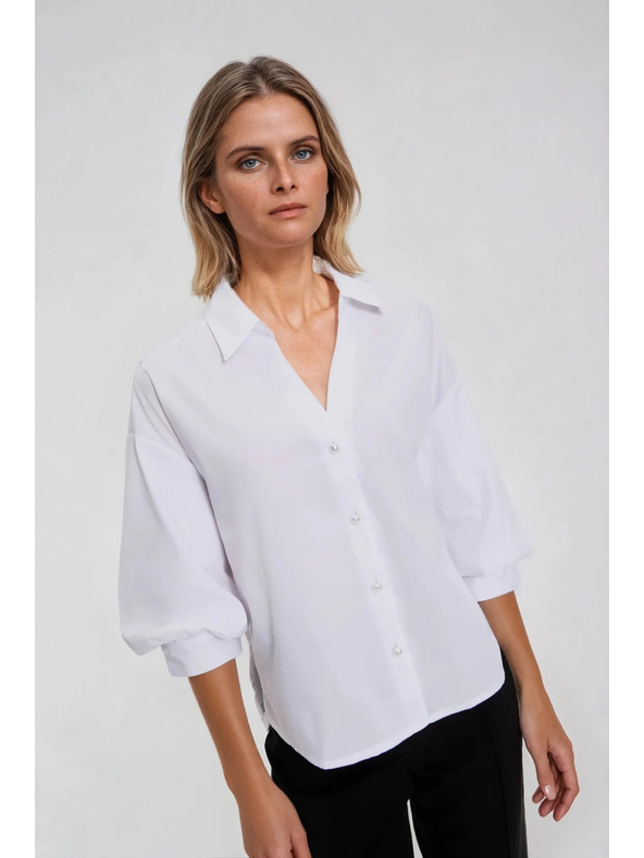 Moodo Bijela košulja s naboranim rukavima Moodo