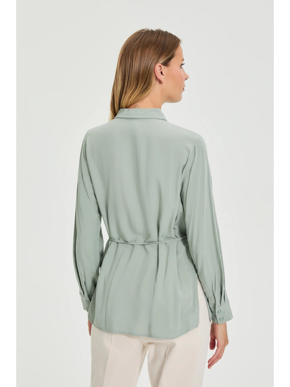 Moodo Maslinasta košulja Moodo sa vezivanjem