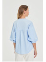 Moodo Svjetloplava košulja s naboranim rukavima Moodo