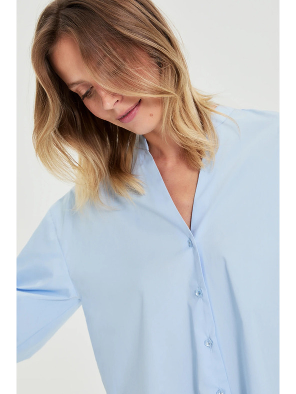 Moodo Svjetloplava košulja s naboranim rukavima Moodo