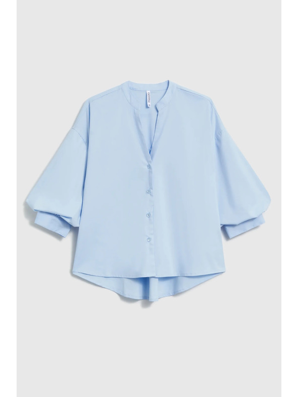 Moodo Svjetloplava košulja s naboranim rukavima Moodo