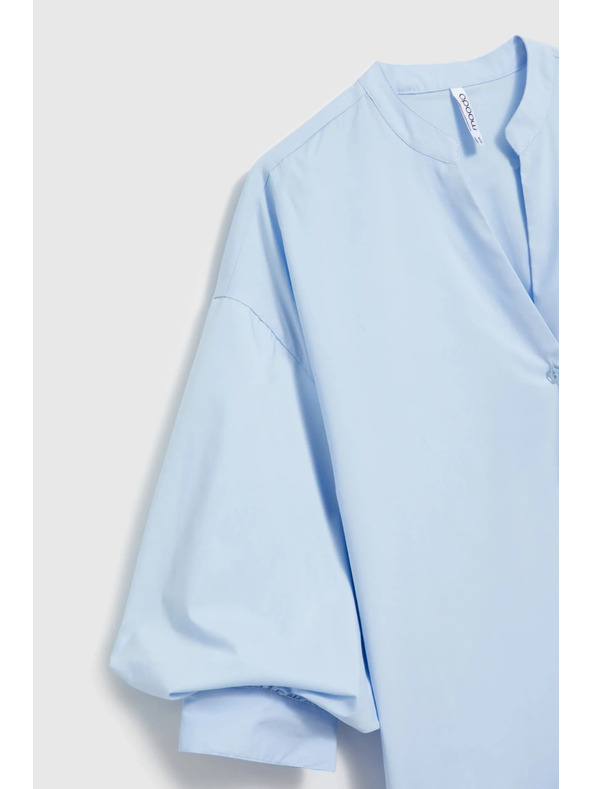 Moodo Svjetloplava košulja s naboranim rukavima Moodo