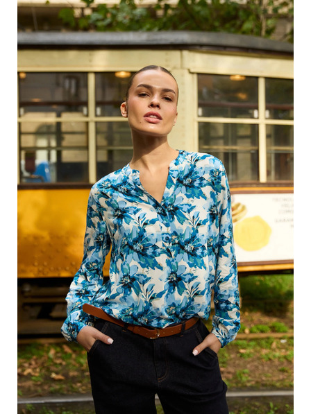 Moodo Uzorkovana košulja plava Moodo