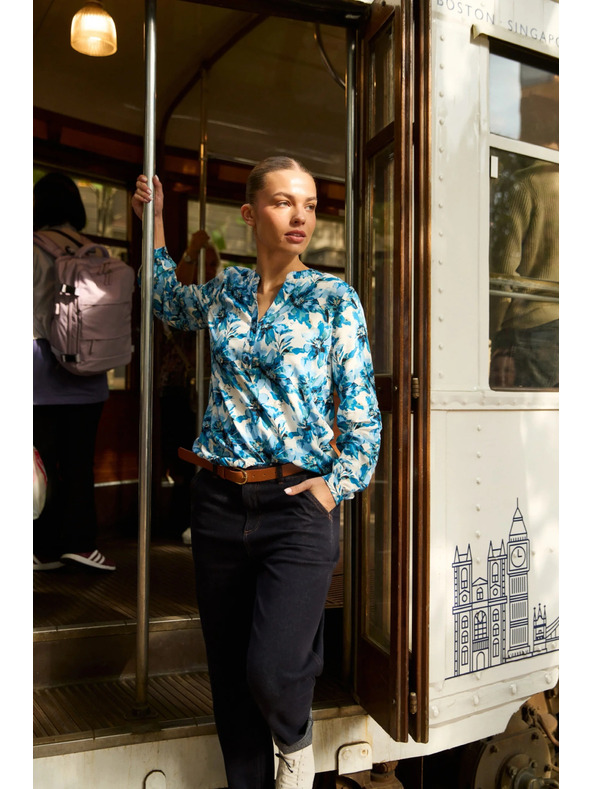 Moodo Uzorkovana košulja plava Moodo