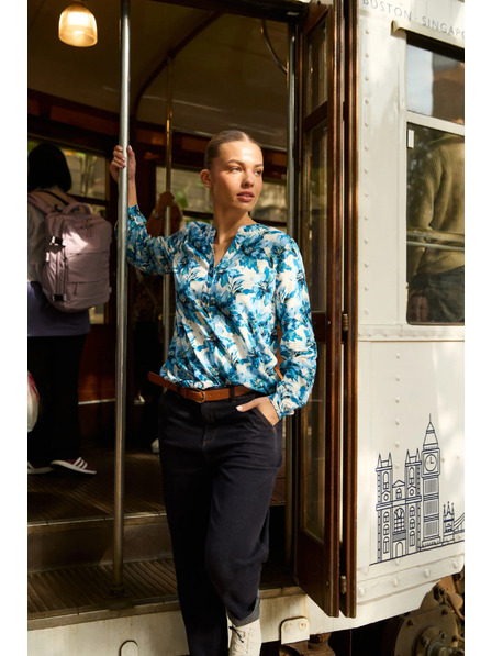 Moodo Uzorkovana košulja plava Moodo