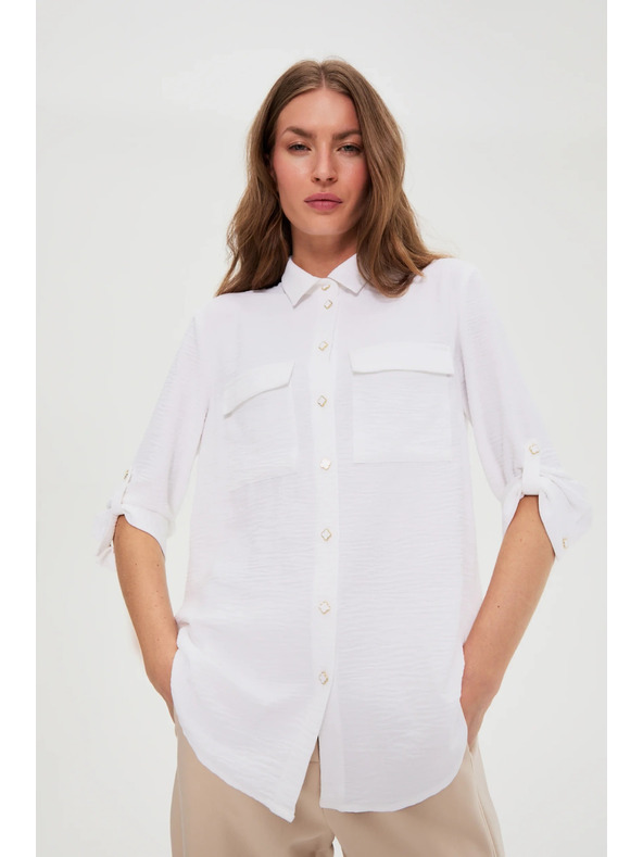 Moodo Bijela bluza s podvrnutim rukavima Moodo