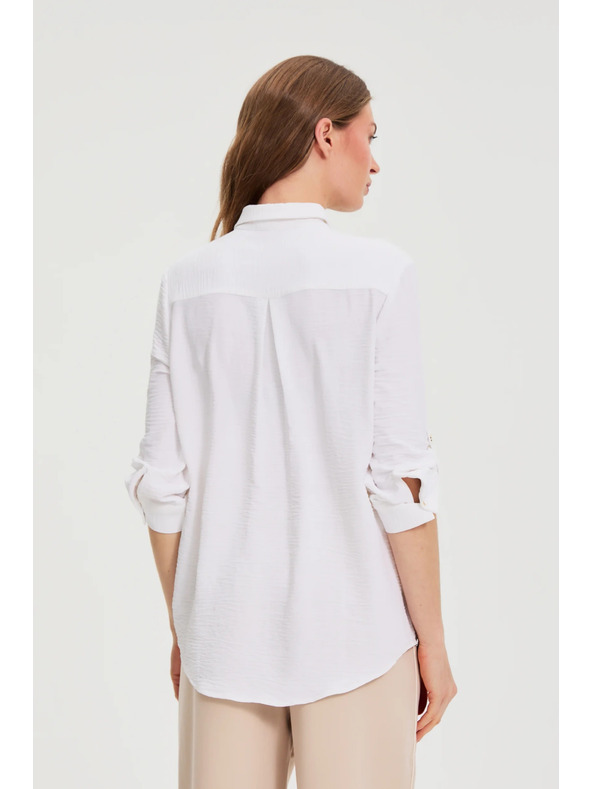 Moodo Bijela bluza s podvrnutim rukavima Moodo