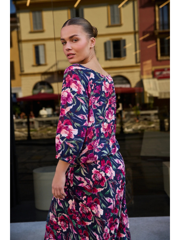 Moodo Tamno plava viskozna košulja Moodo s cvjetnim uzorkom