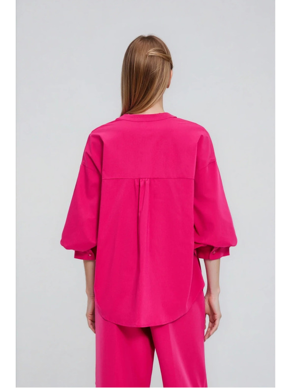 Moodo Fuksija košulja s naboranim rukavima Moodo