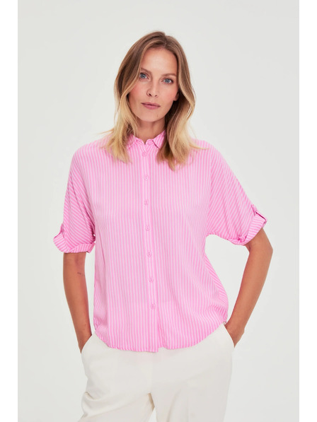 Moodo Ružičasta prugasta košulja Moodo