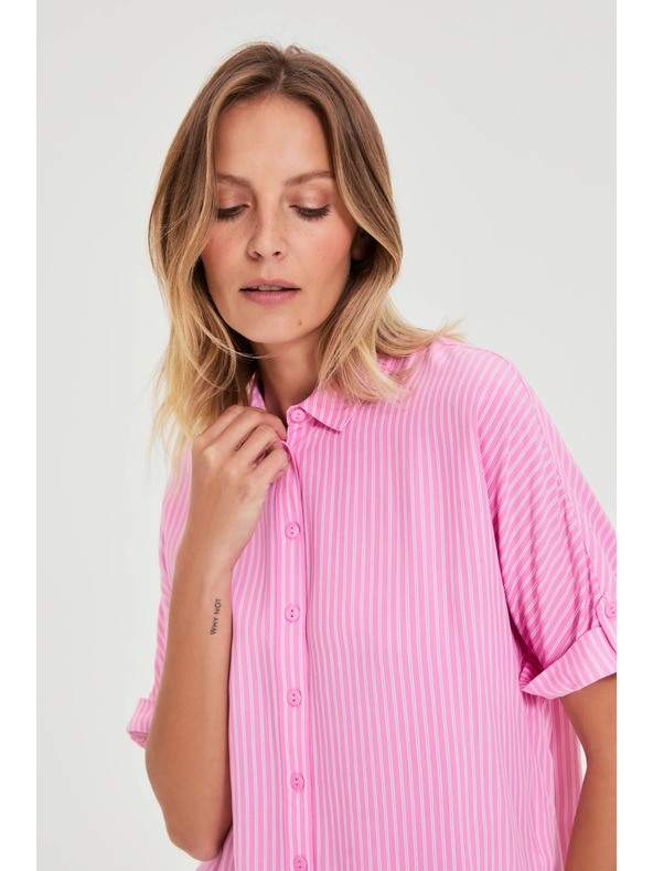 Moodo Ružičasta prugasta košulja Moodo