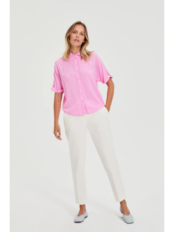 Moodo Ružičasta prugasta košulja Moodo