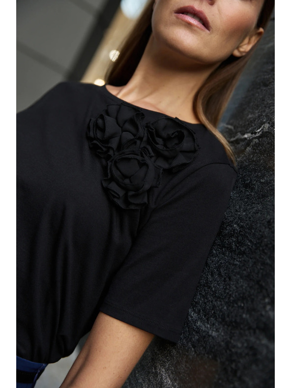 Moodo Pamučna majica s aplikacijom crna Moodo