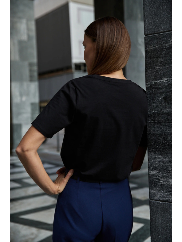 Moodo Pamučna majica s aplikacijom crna Moodo