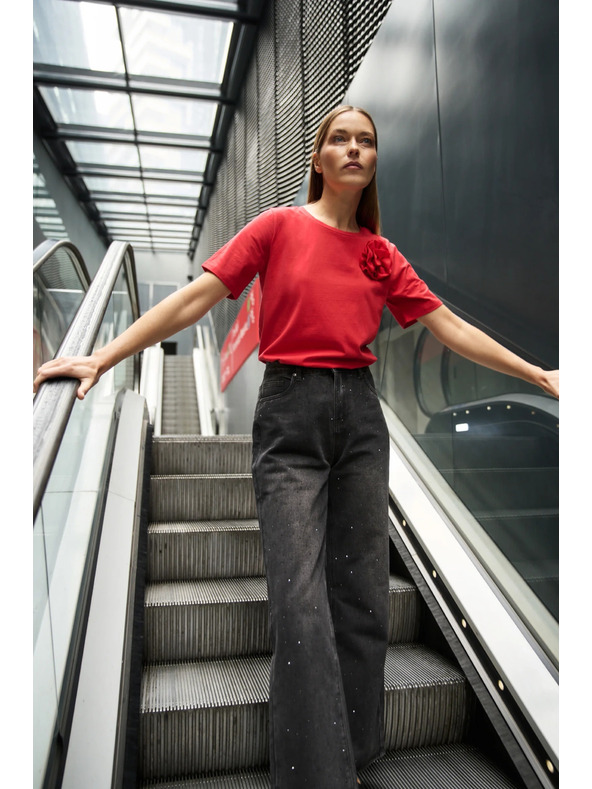 Moodo Pamučna bluza s aplikacijom crvena Moodo