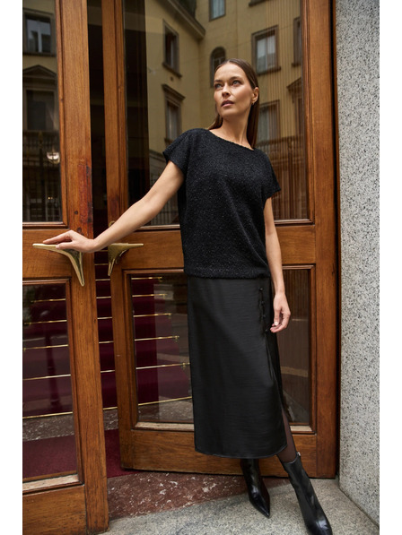 Moodo Sjajni top kratkih rukava crni Moodo