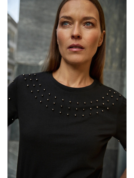 Moodo Crna majica s perlicama Moodo