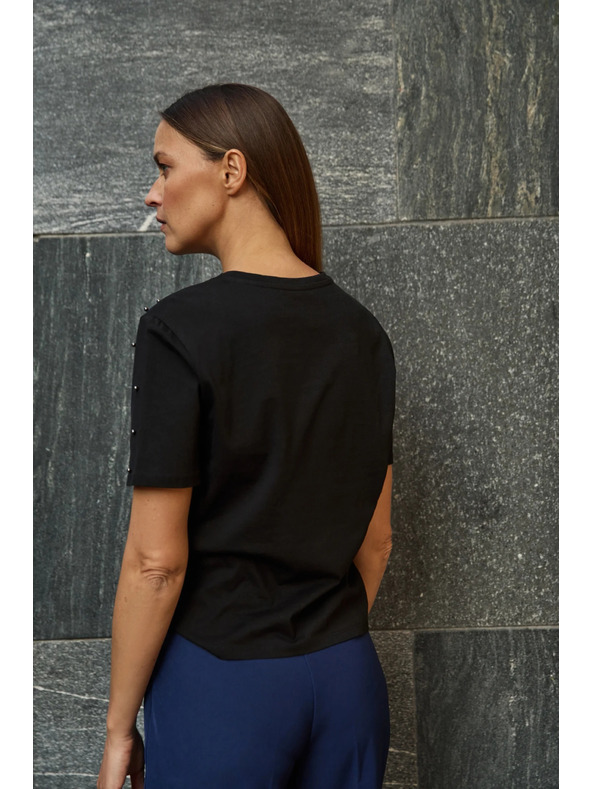 Moodo Crna majica s perlicama Moodo