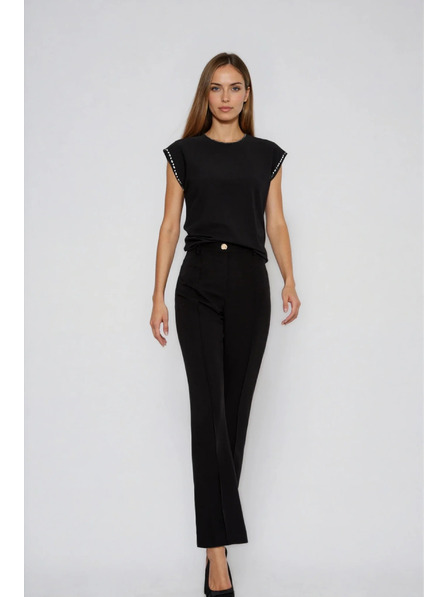 Moodo Pamučna bluza s ukrašenim rukavima crna Moodo