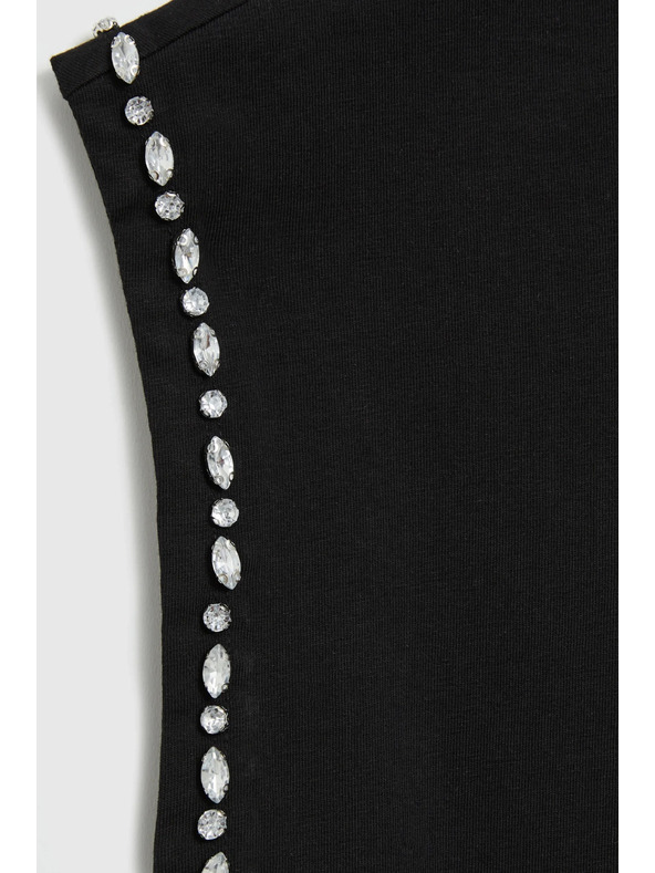 Moodo Pamučna bluza s ukrašenim rukavima crna Moodo