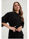 Moodo Pamučna bluza s ukrasnim gumbom crna Moodo