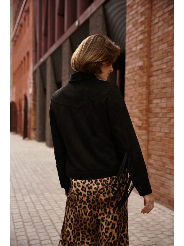 Moodo Crna jakna s resicama Moodo