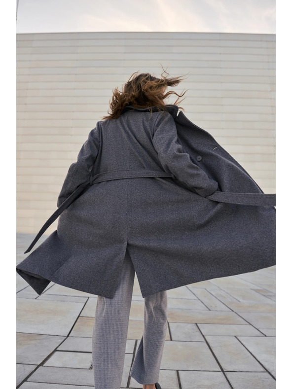 Moodo Kaput s pojasom sivi Moodo