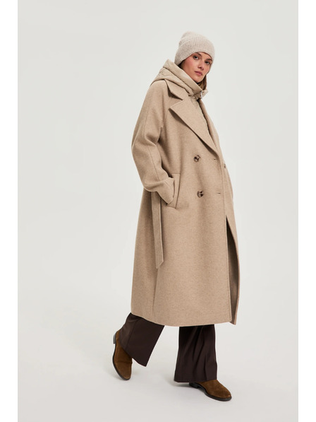 Moodo Dugi kaput s kapuljačom bež Moodo