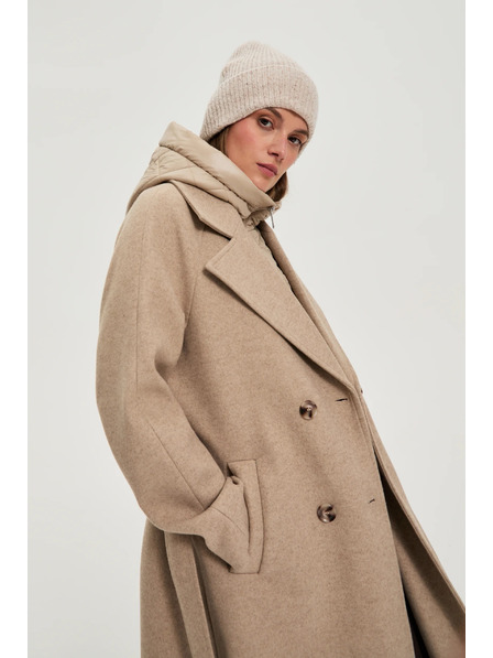 Moodo Dugi kaput s kapuljačom bež Moodo