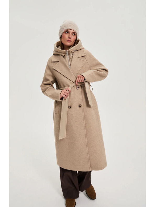 Moodo Dugi kaput s kapuljačom bež Moodo