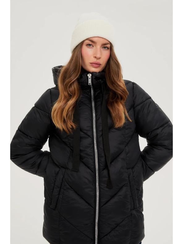 Moodo Prošivena jakna s kapuljačom crna Moodo