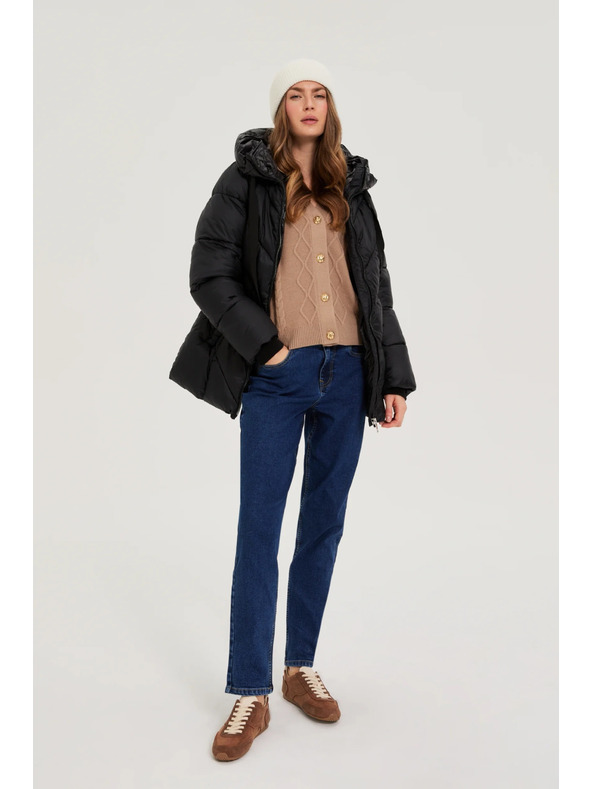 Moodo Prošivena jakna s kapuljačom crna Moodo