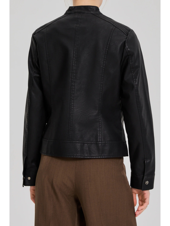 Moodo Crna jakna od imitacije kože Moodo