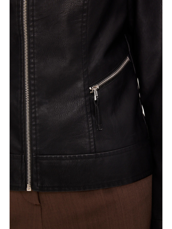 Moodo Crna jakna od imitacije kože Moodo