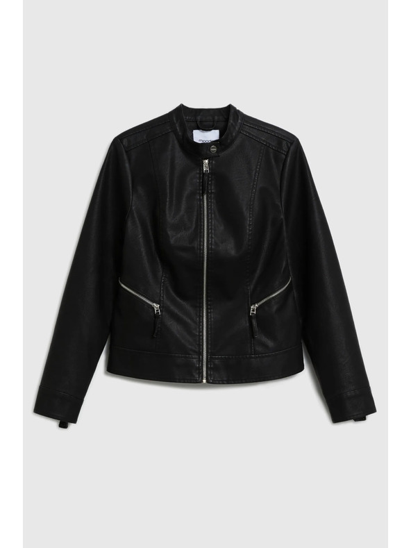 Moodo Crna jakna od imitacije kože Moodo